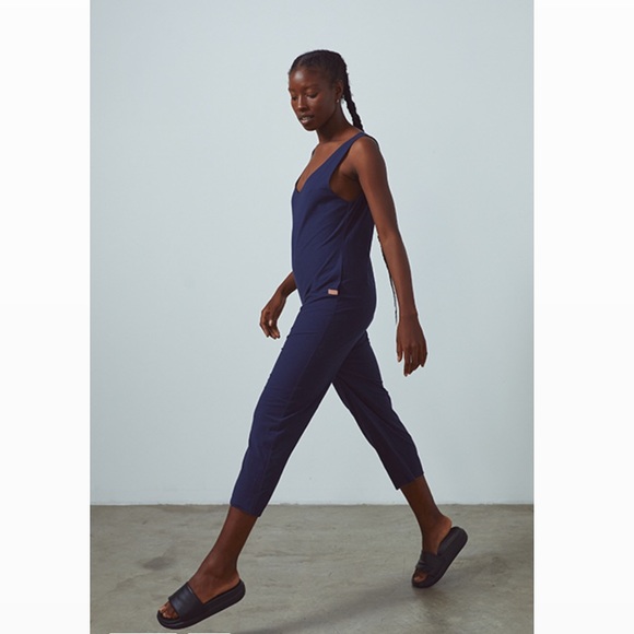 LUNYA Deep Blue Cozy Cool Sleeveless Long Pant Romper $178 - Picture 3 of 4